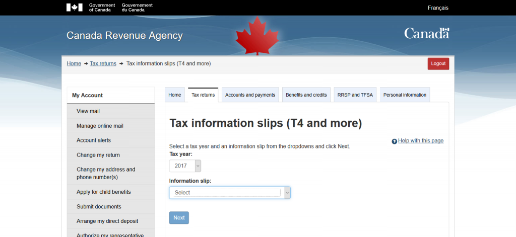 Accessing T-Slips on the Canada Revenue Agency Web Site | Adjusted Cost ...